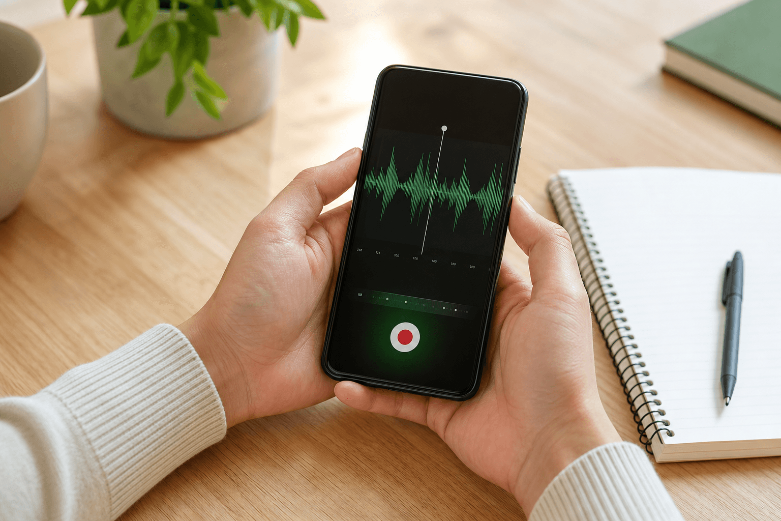 A contributor recording a voice task on their phone